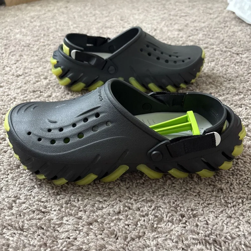Crocs Echo Icey Ro Clog 211458-001 Icy Black Green Shoes Sandals Mens Sz 11 New